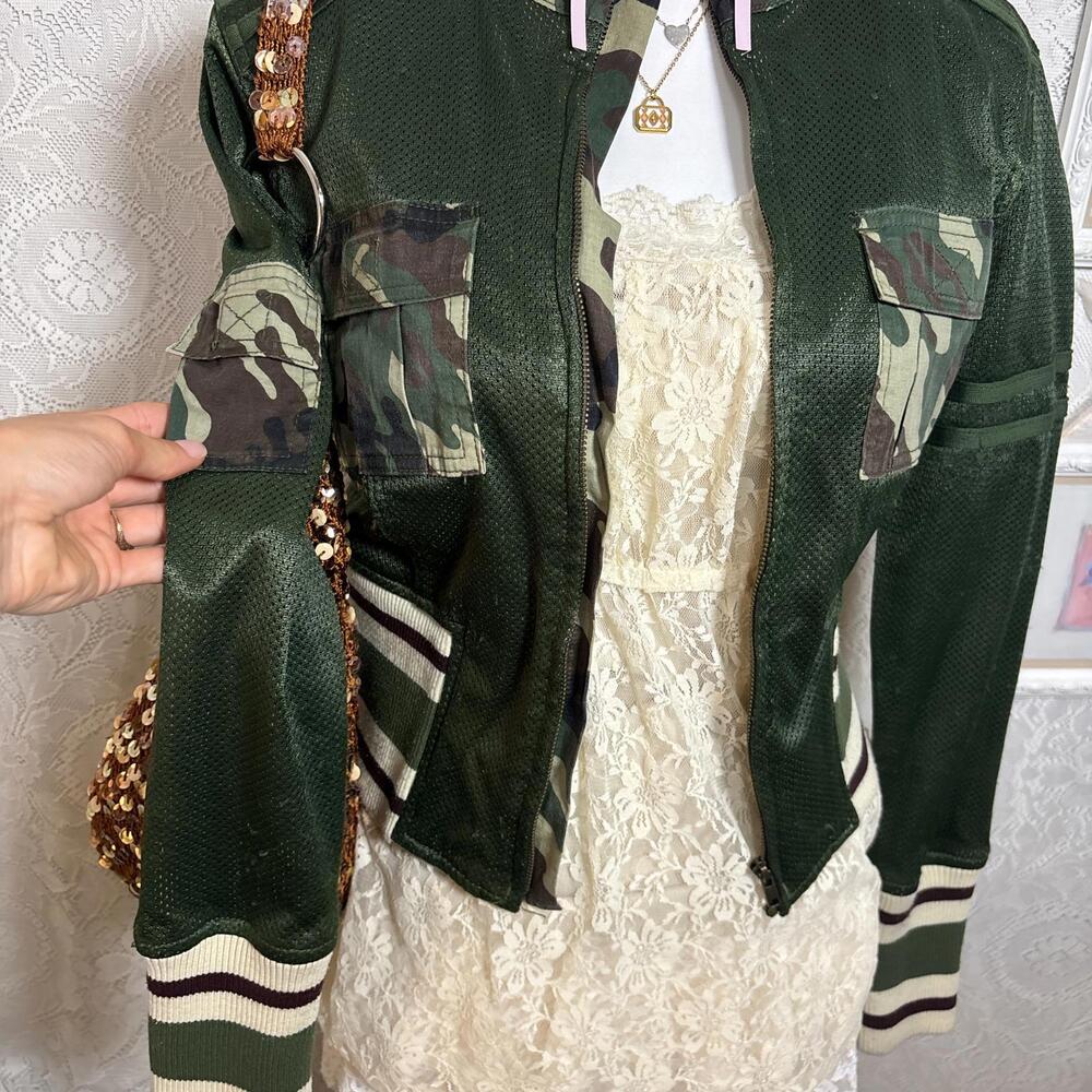 y2k camo‎ jersey cropped jacket - Picture 4 of 8